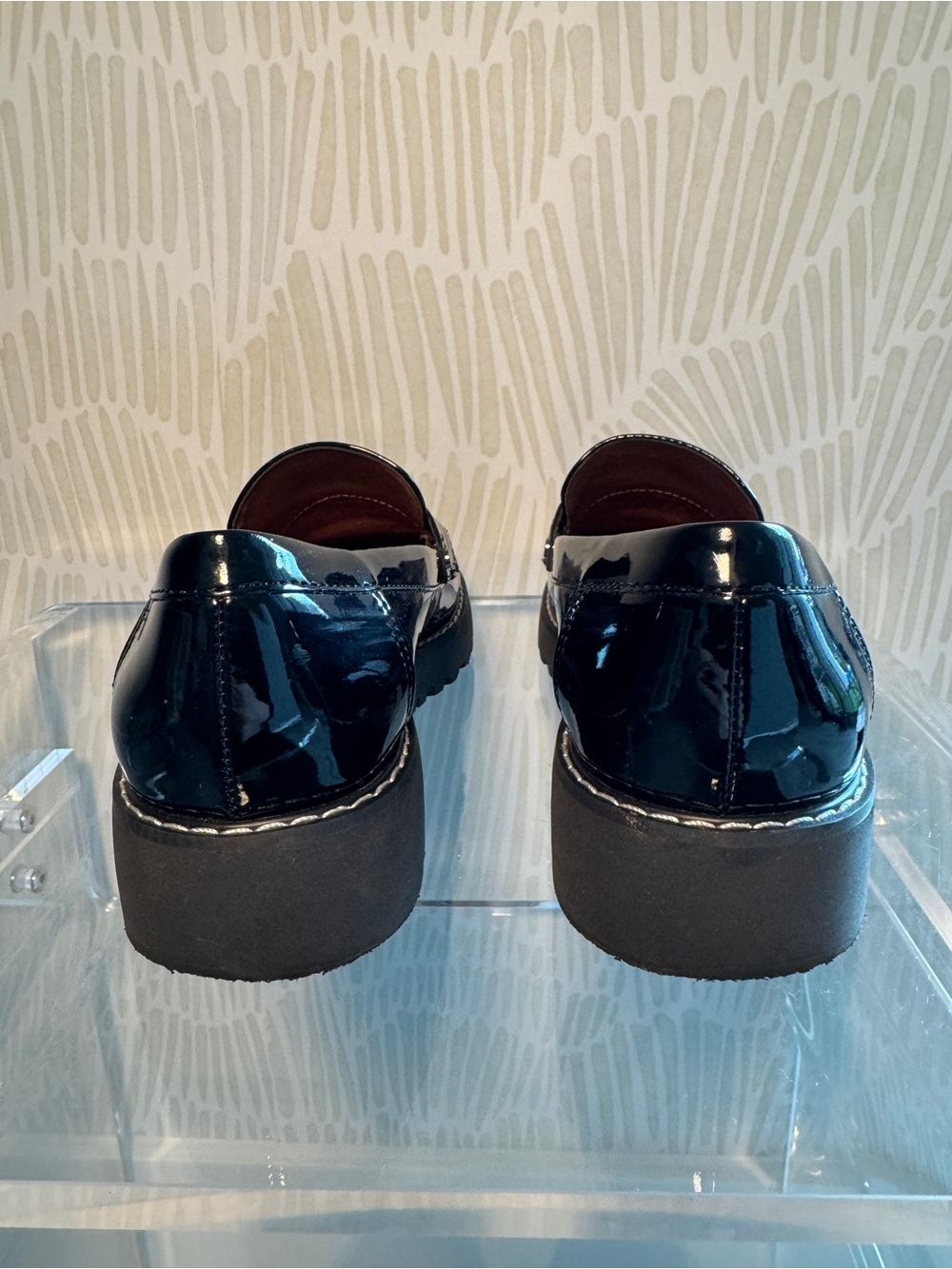 Franco Sarto Black Patent Leather Lug Sole Loafers - Picture 3 of 5